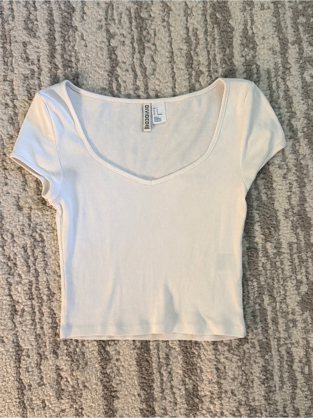H&M basic White Ribbed Scoop Neck Crop Top